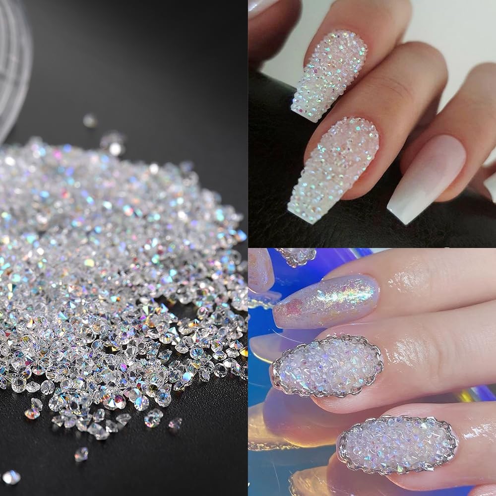 Pixie Crystals for Nails – 6 Bottles Micro Caviar Beads 0.6-2mm Holographic G…