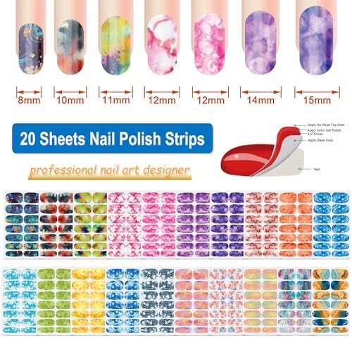 20 Sheets Color Blending Nail Polish Stickers Full Nail Wraps for Women Kit 2