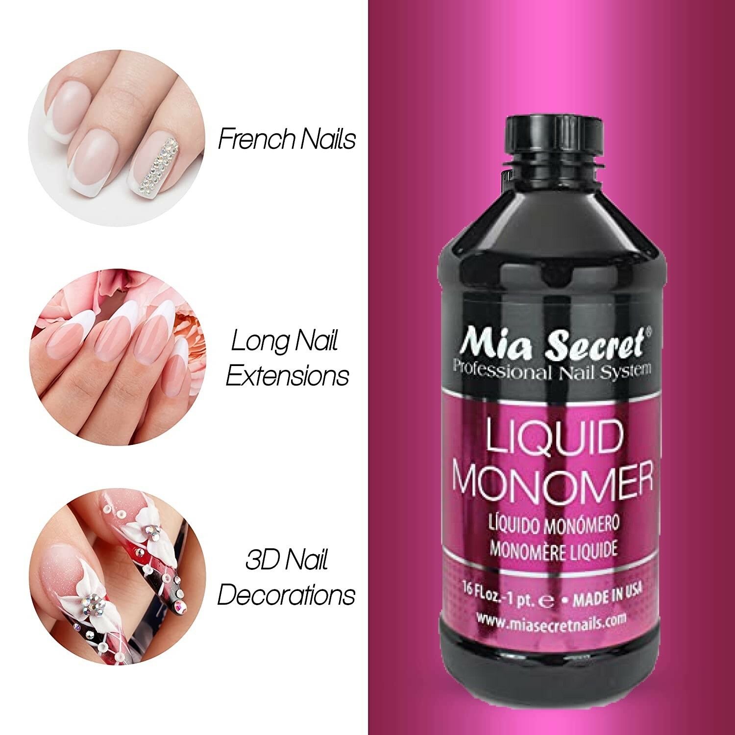 NEW!!! Mia Secret CHERRY SCENT Monomer Drop 1 oz + 16 oz Monomer