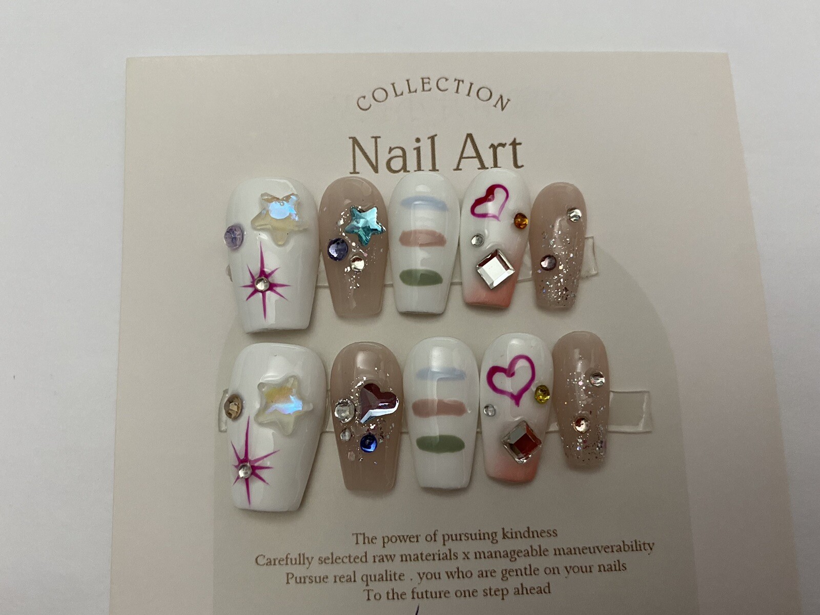 Shine Like Star – Custom Gel Press on Nails fake nails Handmade 10 pc set SMALL