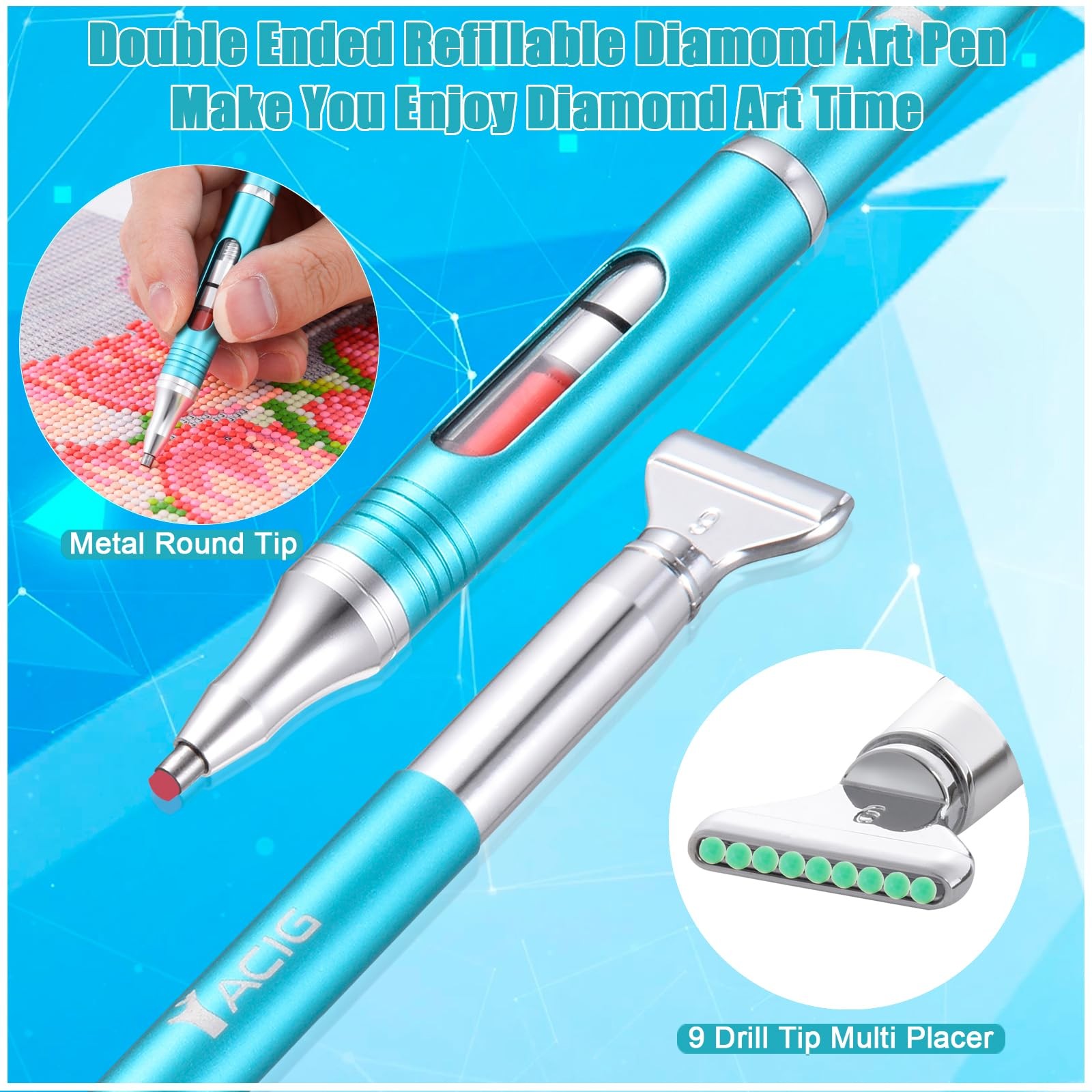 Diamond Art Pen Refillable Wax Pen for Diamond Painting, Metal 5D Diamonds Ar…