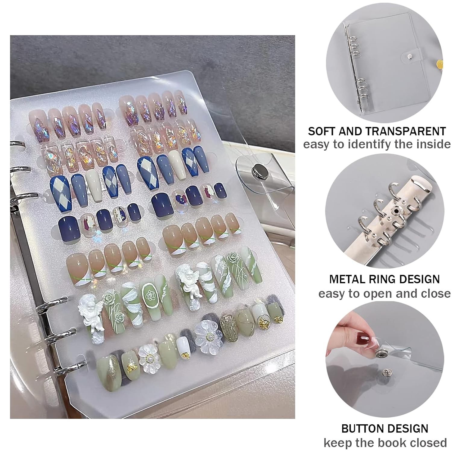 Clear Empty Press On Nail Storage Box 10 PCS Display Book Organizer with Nail