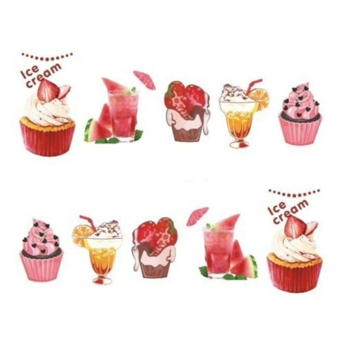 18 Sheets Summer Nail Art Sticker Ice Cream Fruit Strawberry Manicure Decor NS10