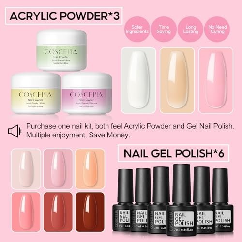 Acrylic Nail Kit for Beginners – 6pcs Powder, 18pcs Glitter, Gel Polish & Drill