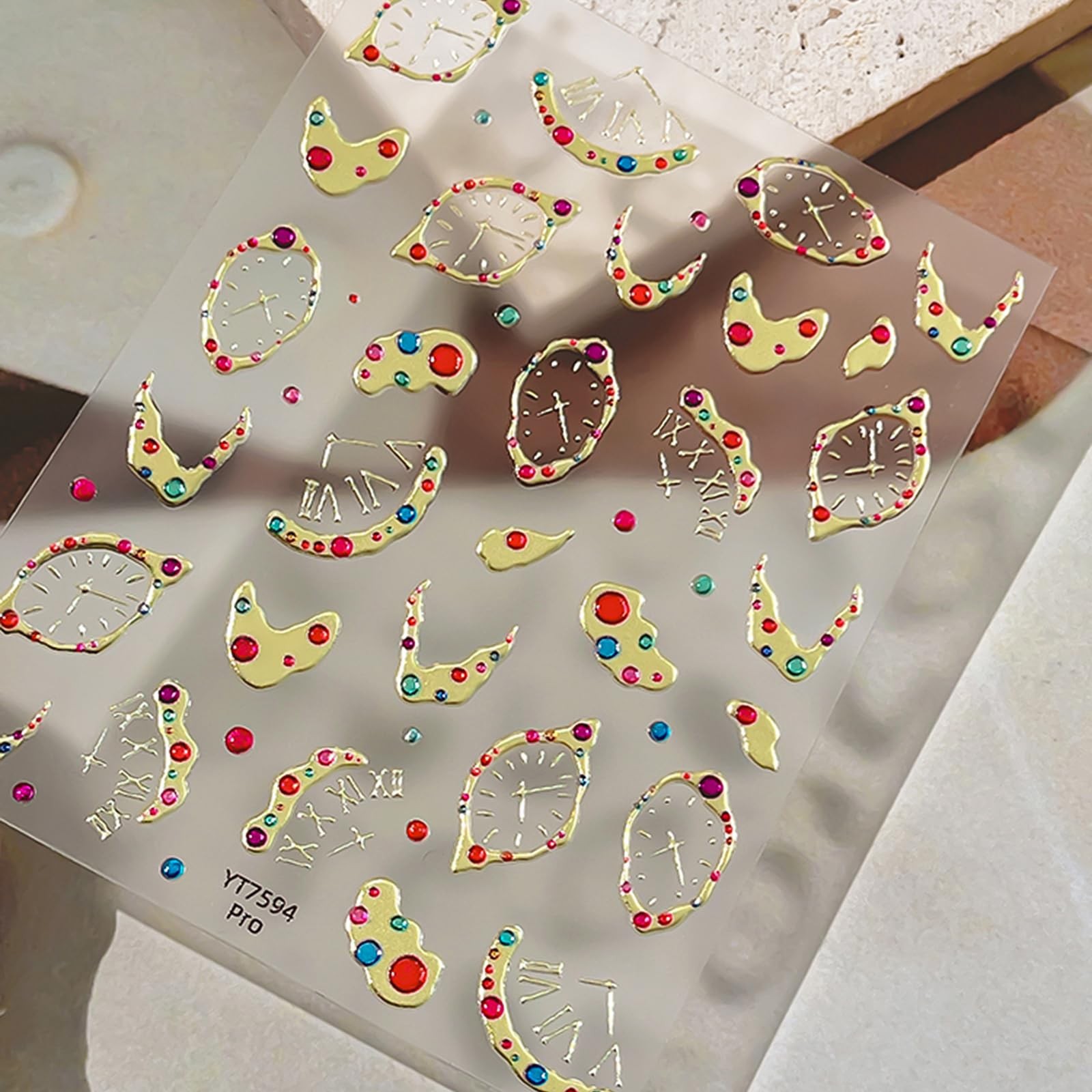 KETINIQUE Gem Nail Stickers Irregular Colorful Clock