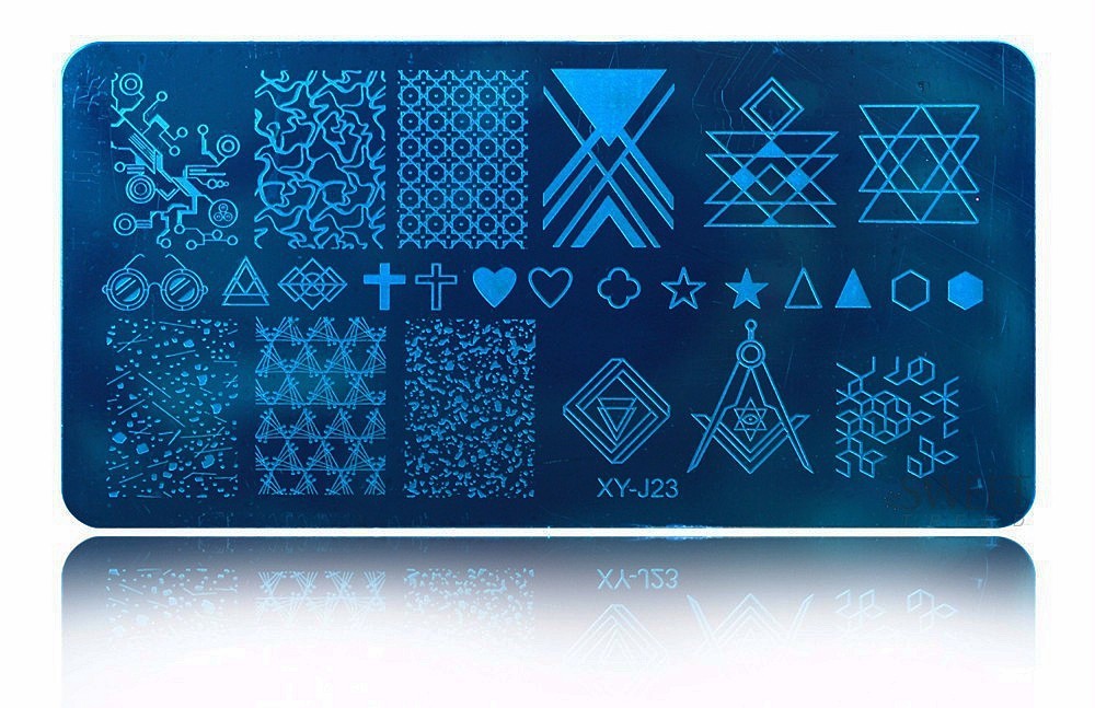 Seamless Pattern Plaid Geometric Pattern Heart Cross Nail Metal Stamping Plate