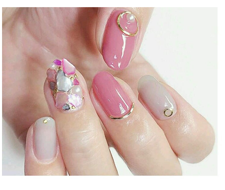 Mixed 3D DIY Hollow Gold Metal Moon Curved Punk Nail Art Decoration Rivet NH17