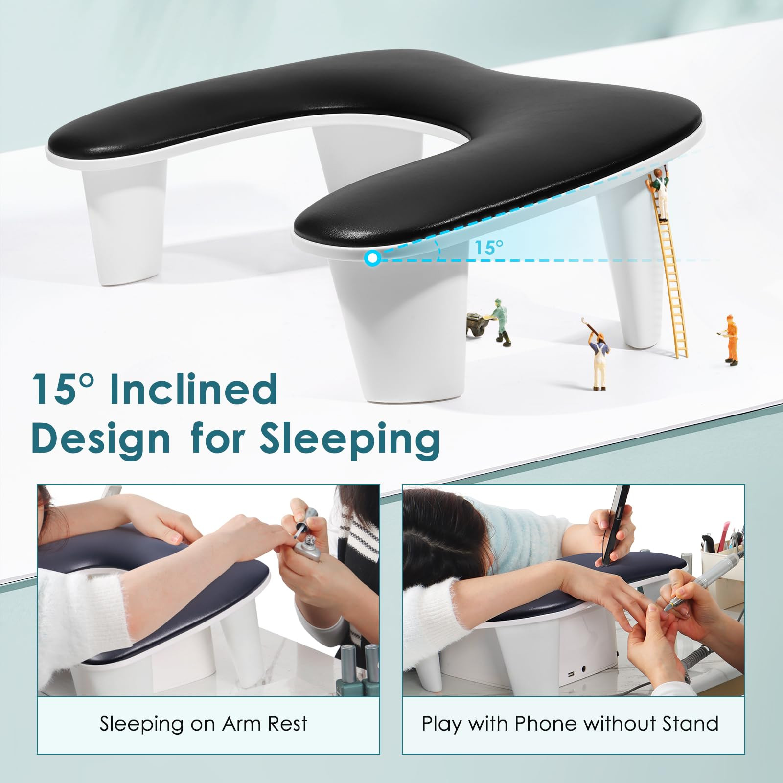 Arm Rest for Nails Tech: U-Shaped Manicure Nail Arm Rest Stand Black Big Arm…