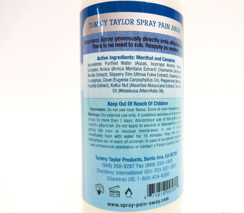 Tammy Taylor Spray Pain Away 3 oz Topical Pain Reliever Muscle Aches