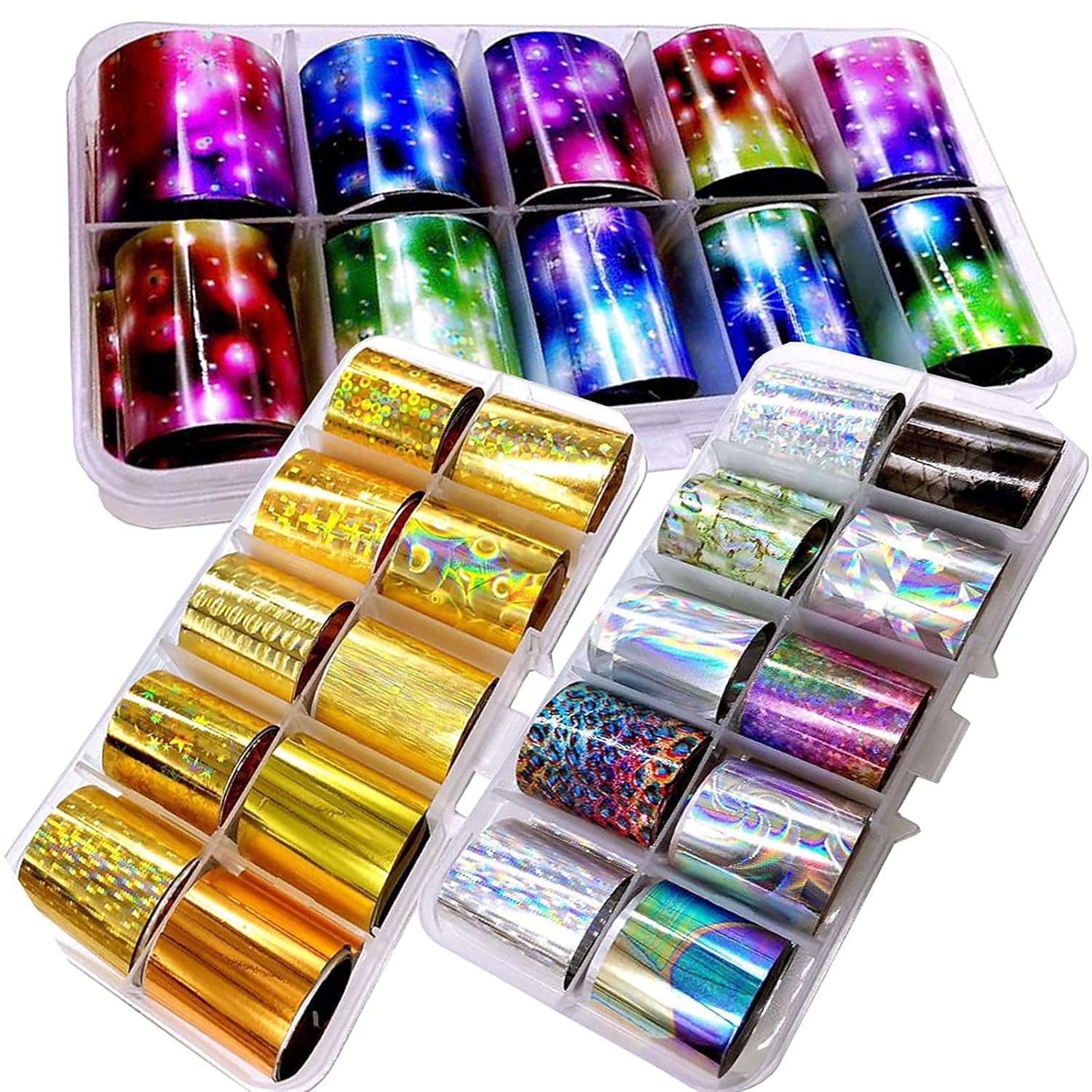 Create Stunning Nail Designs – 30 Sheet Foil Set – Marble Flower Holographic Art