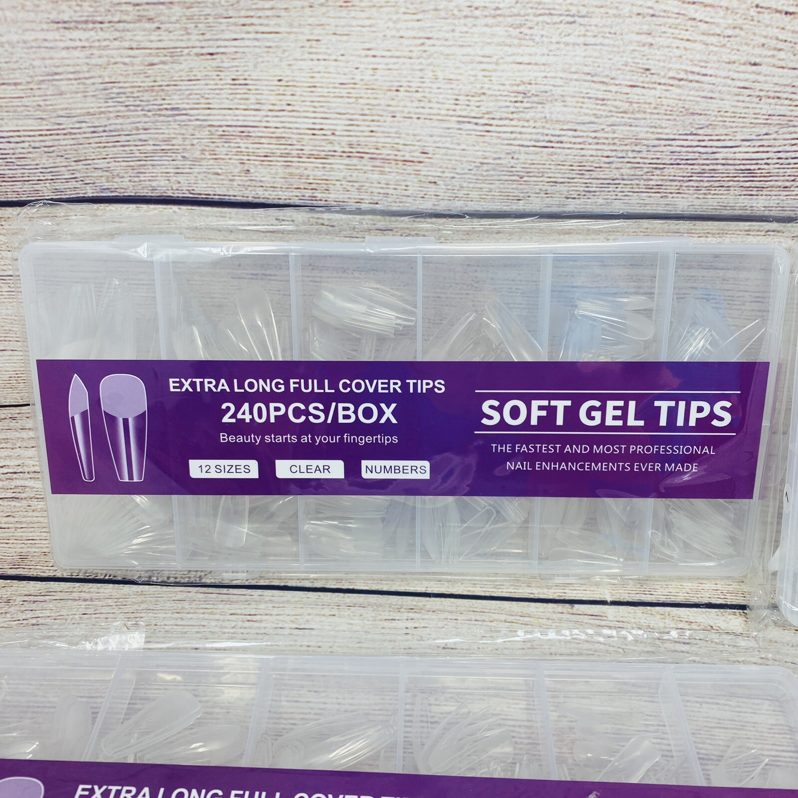Lot of 4! Long Square Acrylic Fake Clear Nail Tips Set, 960 Total Pieces! New!