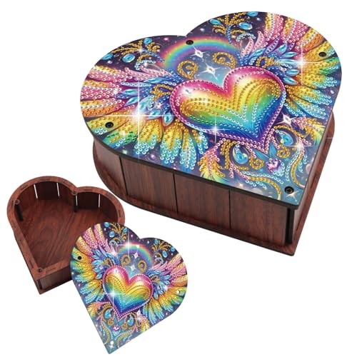 DIY Diamond Painting Storage Box Kit – Heart-Shaped Wooden Special Heart Wing