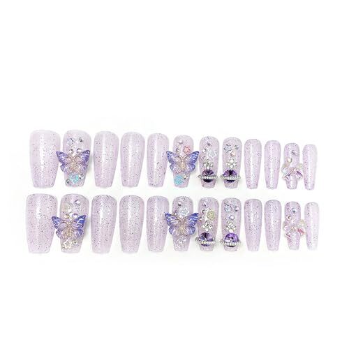 Long Press on Nails Coffin Fake Nails Purple False Nails with New Long Style 6
