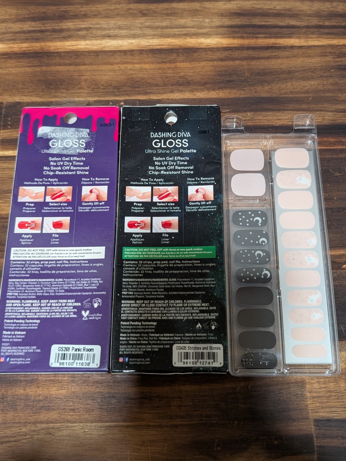 Dashing Diva Gloss Gel Nail Strips – Halloween, Mummy, Spider, Ghosts, Set Of 3