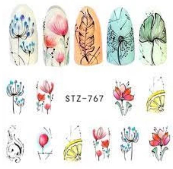 Flower, Floral Nail Art Water Decals DIY Nail (Group 7)