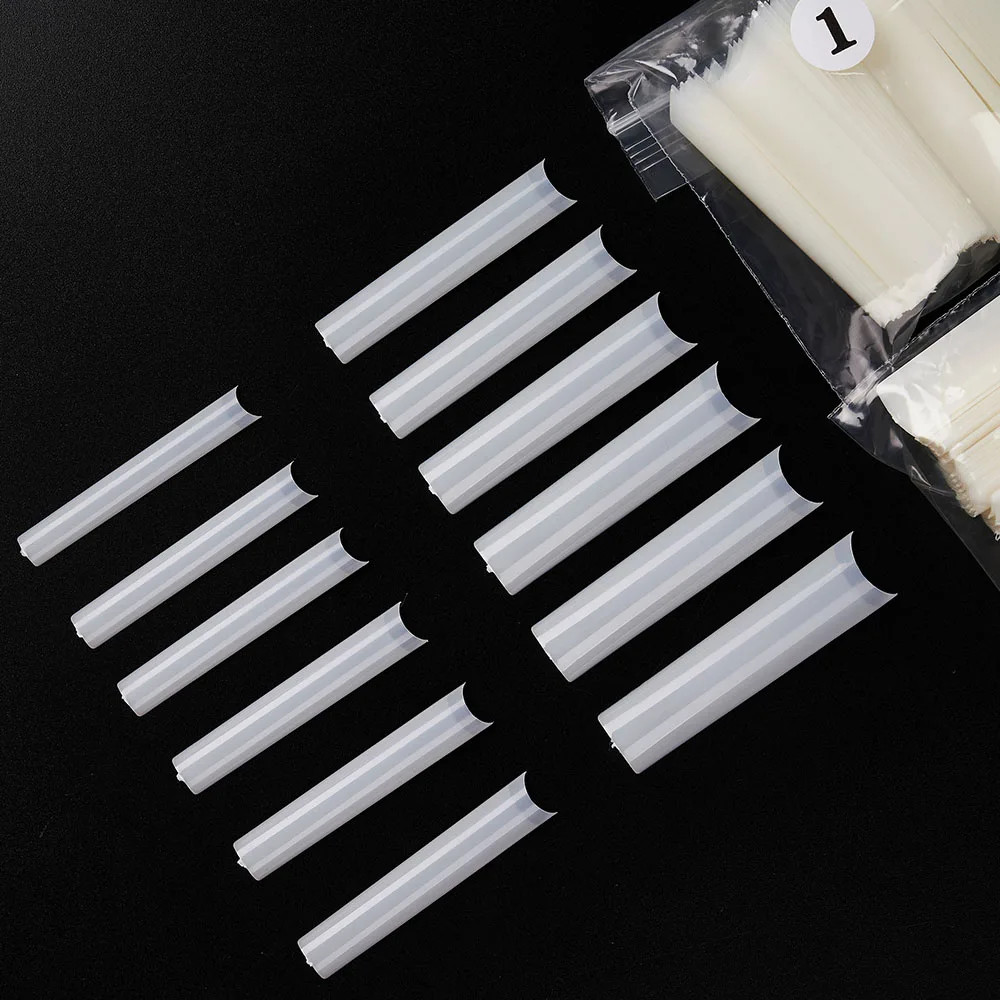 3XL Long Coffin/Square Acrylic False Nail Tip Half Cover C Curved Straight Nail