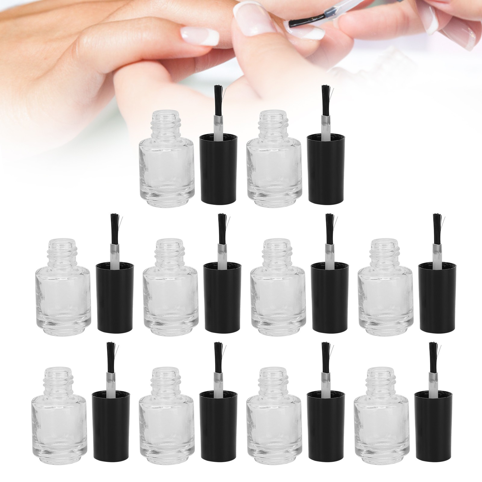 10pcs Empty Nail Polish Bottle With Brush Cap For DIY Use Excellent
