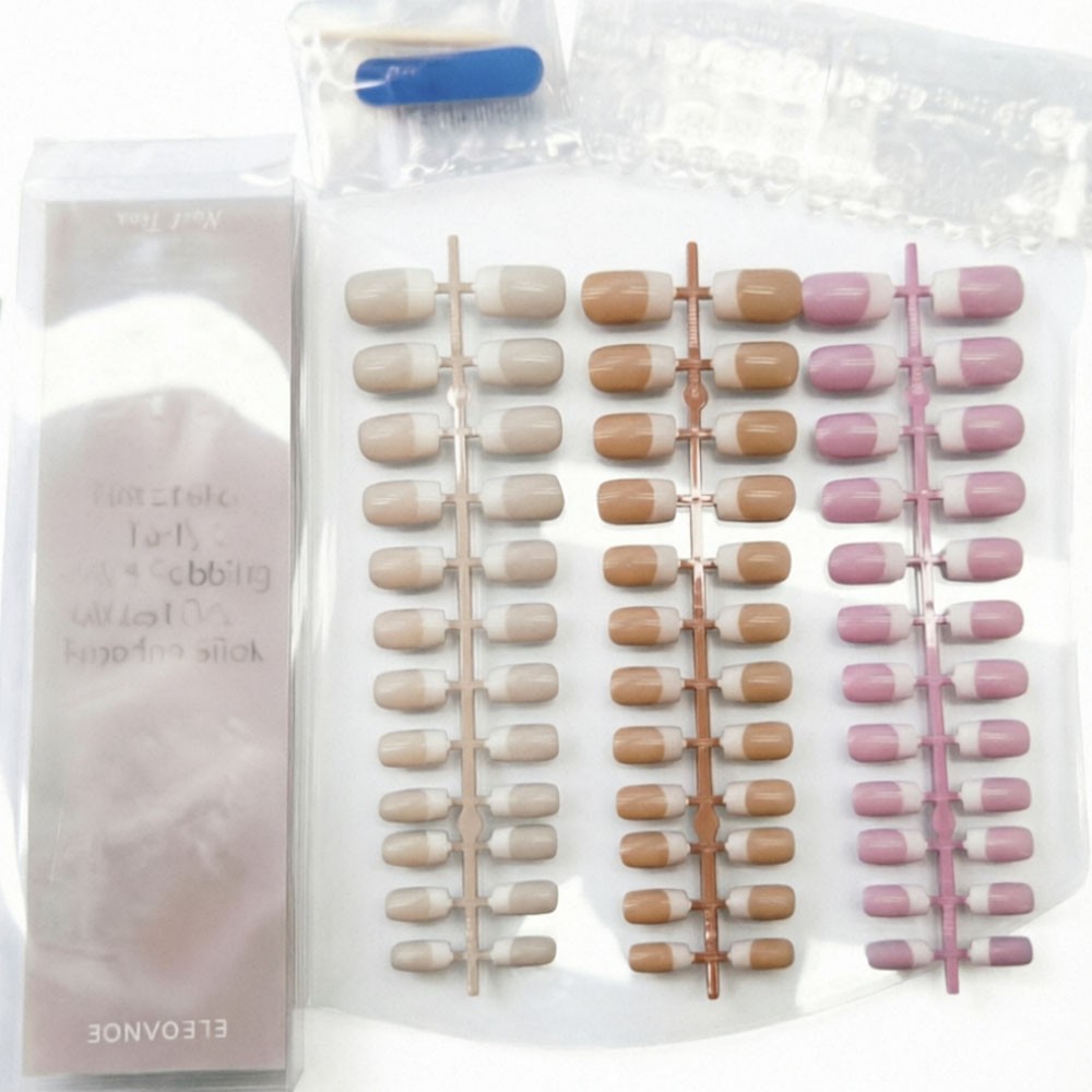72Pcs 12 Size French Tip Press On Nails Soft Gel Glue On Nails Nude for Women US