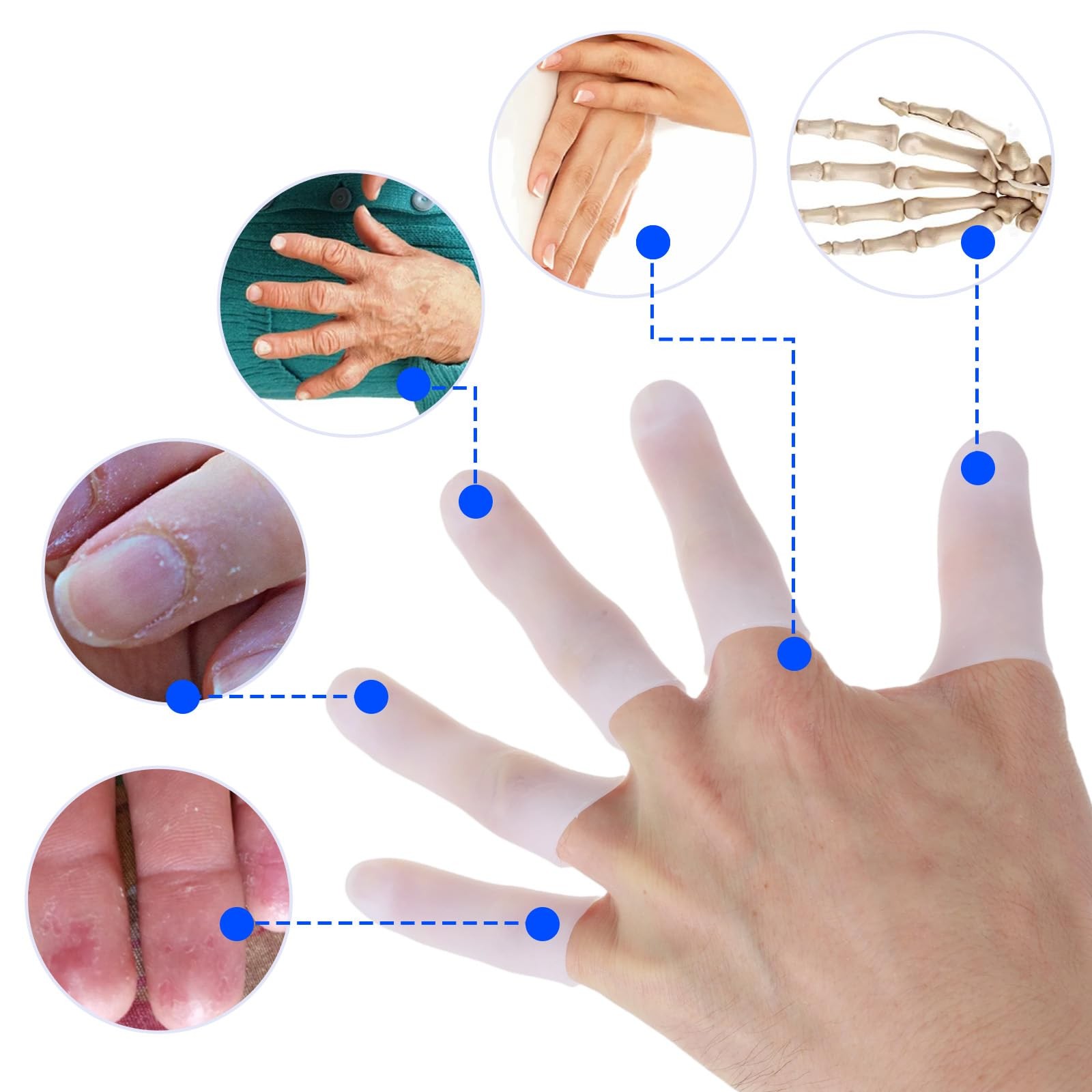 Ouligay 20PCS Gel Finger Cots Silicone Finger Protectors Rubber Fingers Tips …