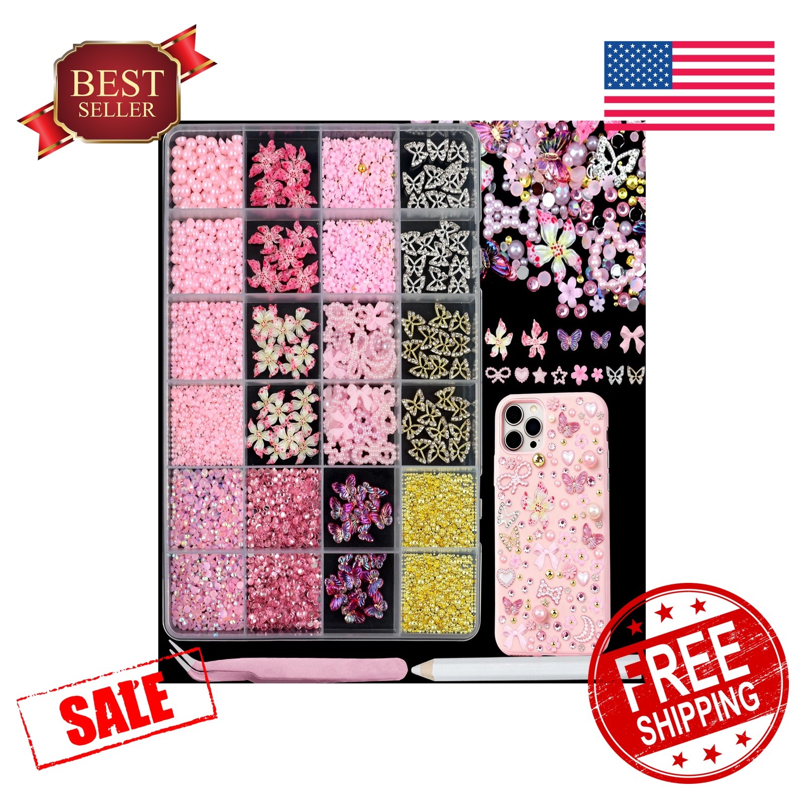 SEMATA 10-Colorful Bedazzler Kit Gems Charms