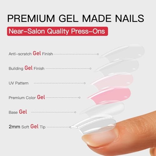 Soft Gel Almond Press On Nails – Medium Red Strip Cat Eye Almond Nails
