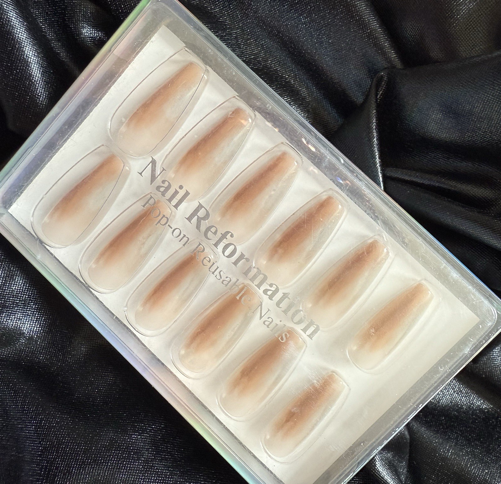 Nail Reformation Press On Nails, Long Brown Ombré Coffin~Includes Free Gifts❣️