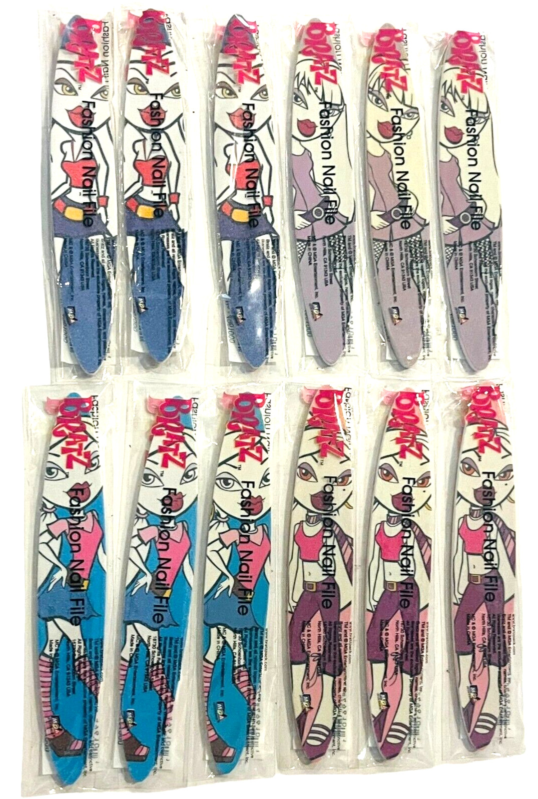 Bratz Dolls Print Nail Care Emery Wands Cloe, Jade, Sasha,Yasmine – LOT of 12