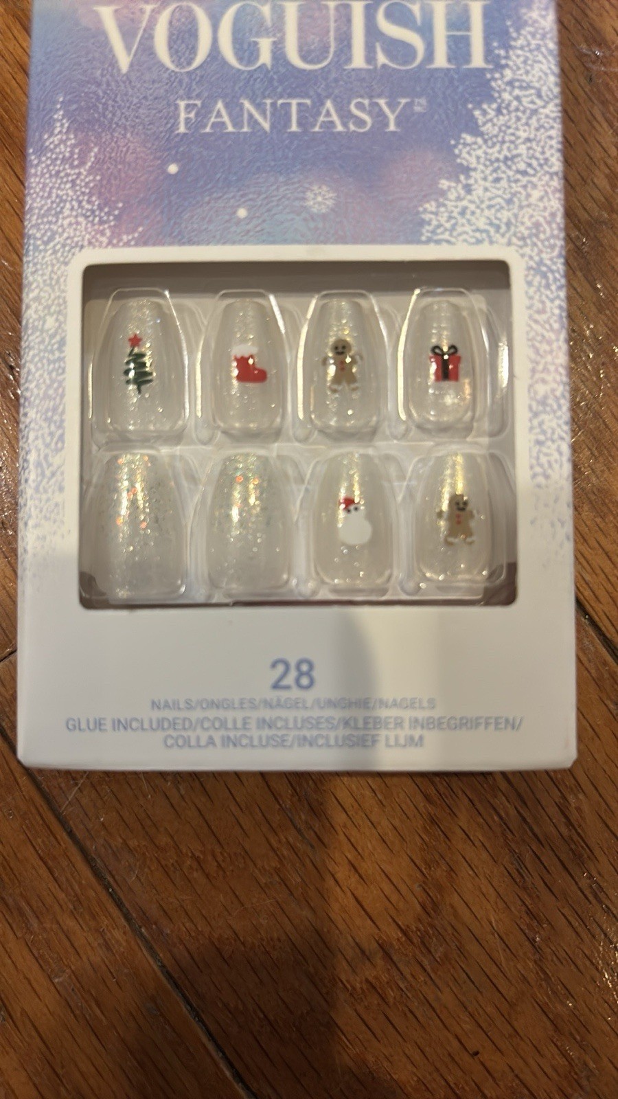 KISS Voguish Fantasy, Press on Nails, Fancy Elves, White, Short Coffin, 28 Count