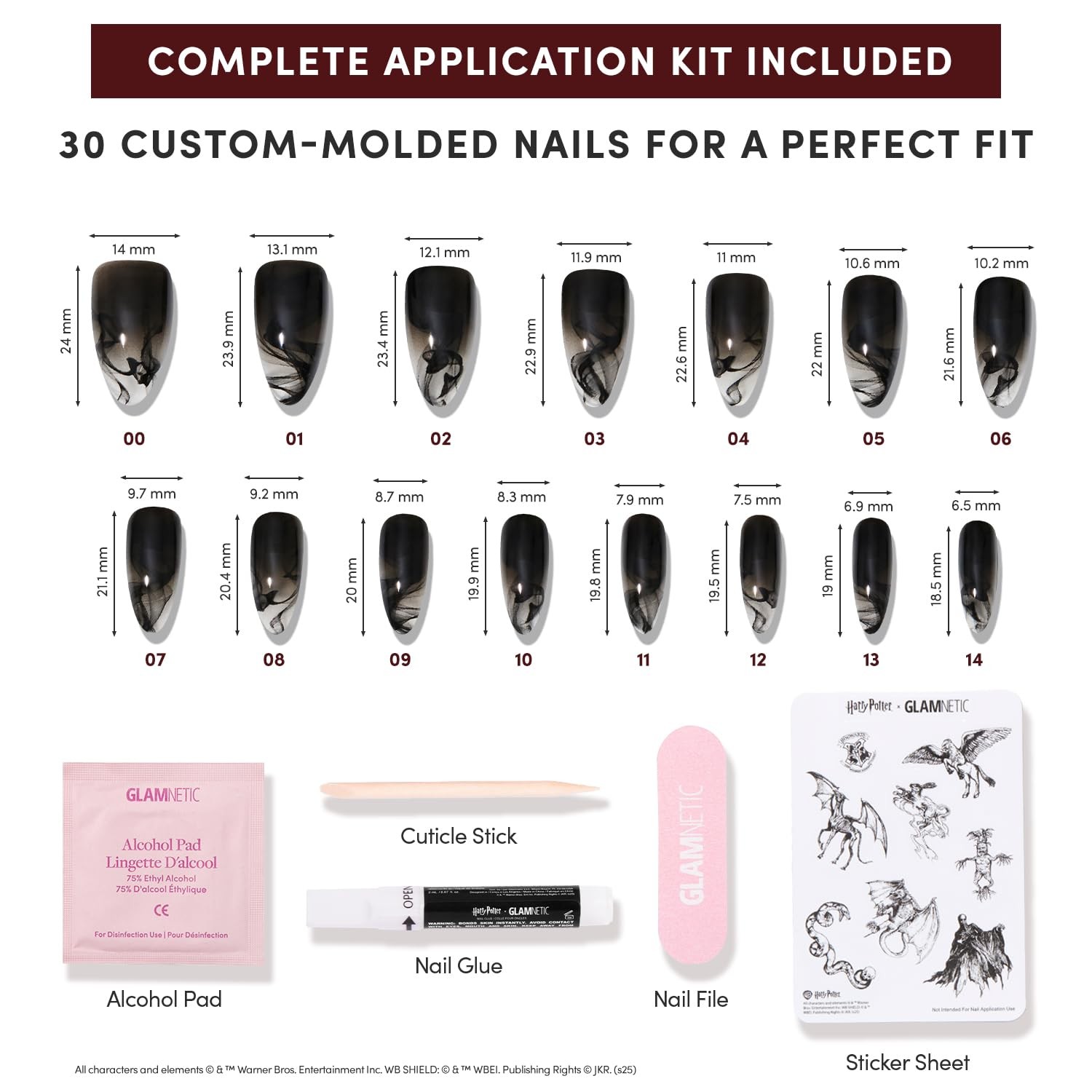 Press On Nails x Harry Potter™ – Dementor™ | Medium Almond Fake Nails with Sm…
