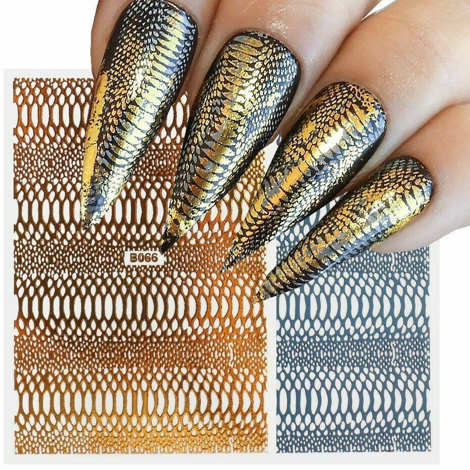 12Pcs/Bag Nail Art Popular Snake Pattern Hollow Nail Stickers Set Nails Art NS32