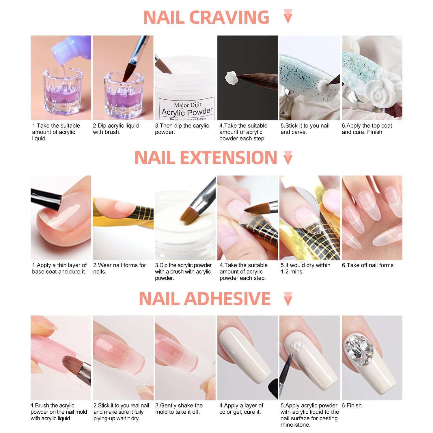 Acrylic Nails Kit Set 29 Colors with UV Lamp & Electric Drill, 2X60Ml Monomer –