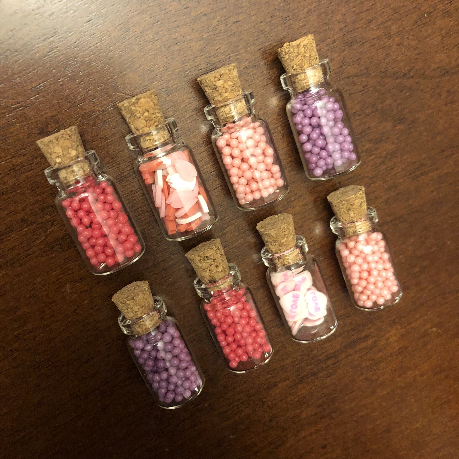 NAIL ART MINIATURES Dollhouse Valentines Pink Purple Red Love Hearts Candy Jars
