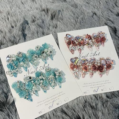 2Packs (20Pcs) Press on Nails 30mm Long Handmade 0.04 Fl Oz (Pack of 2) 3.0 S