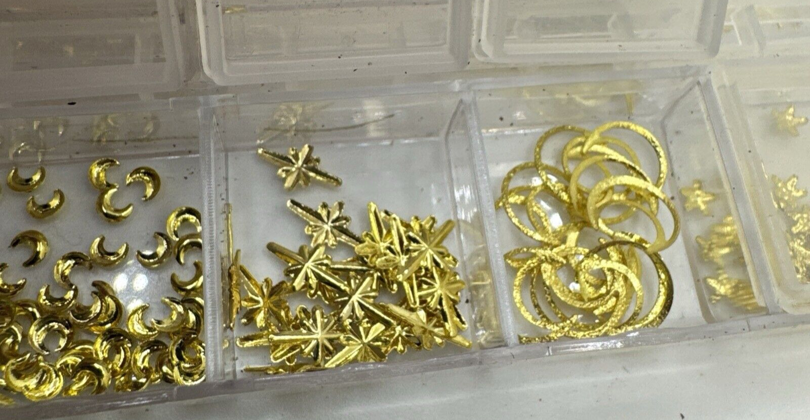 Mix Size Nail Art Gold, Silver stars hearts Glitter Foil, Crystal Gems Decor