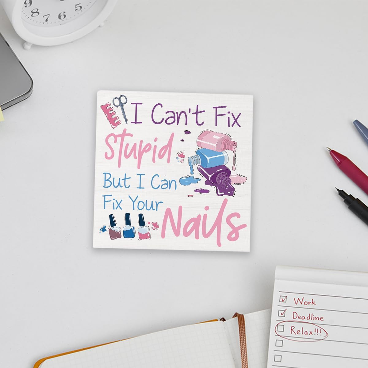 Nail Room Decor for Women Men Nail Tech Decor for Home Office Salon Bedroom Desk