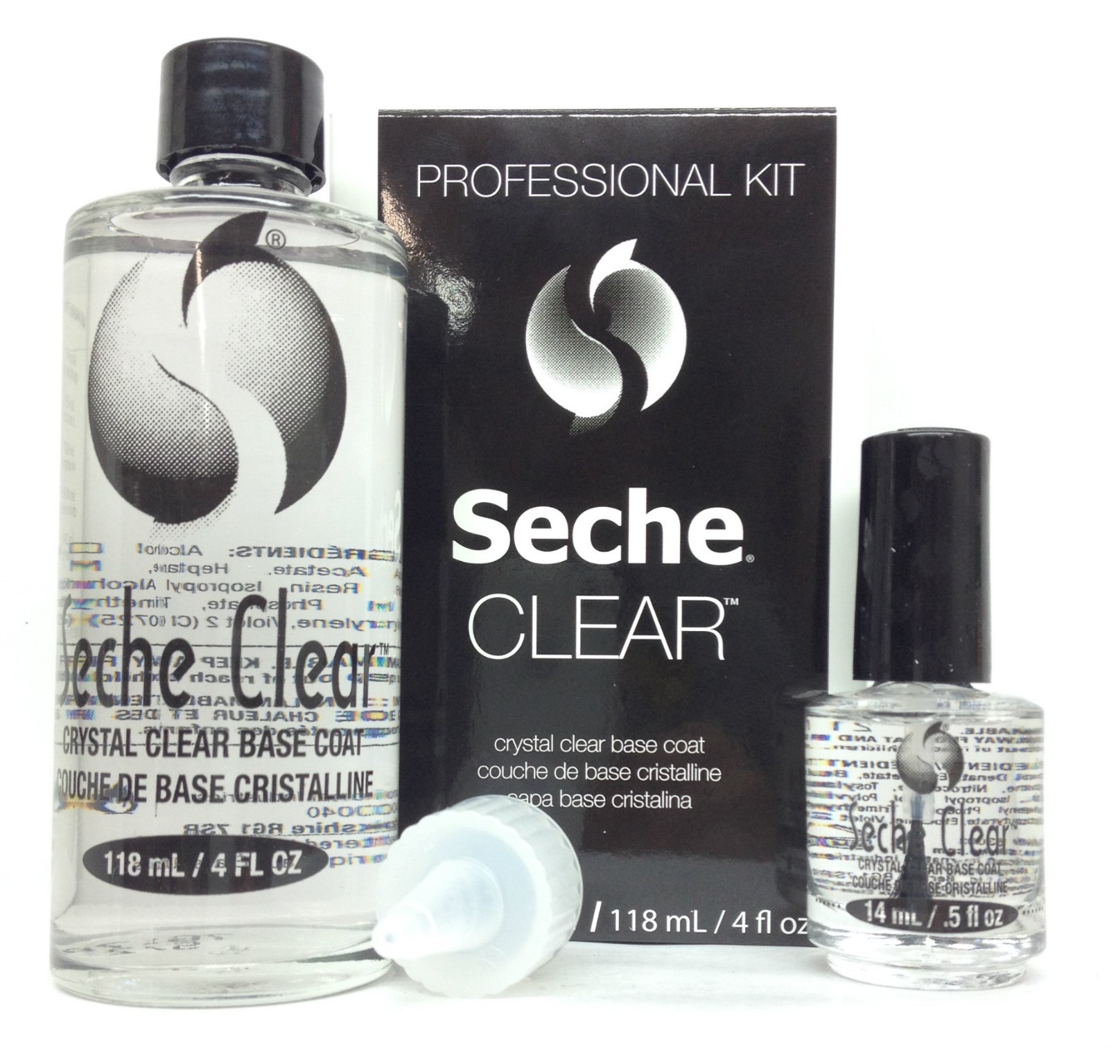 Seche Vite Crystal Clear Base Coat Professional Refill Kit 4oz + 0.5oz
