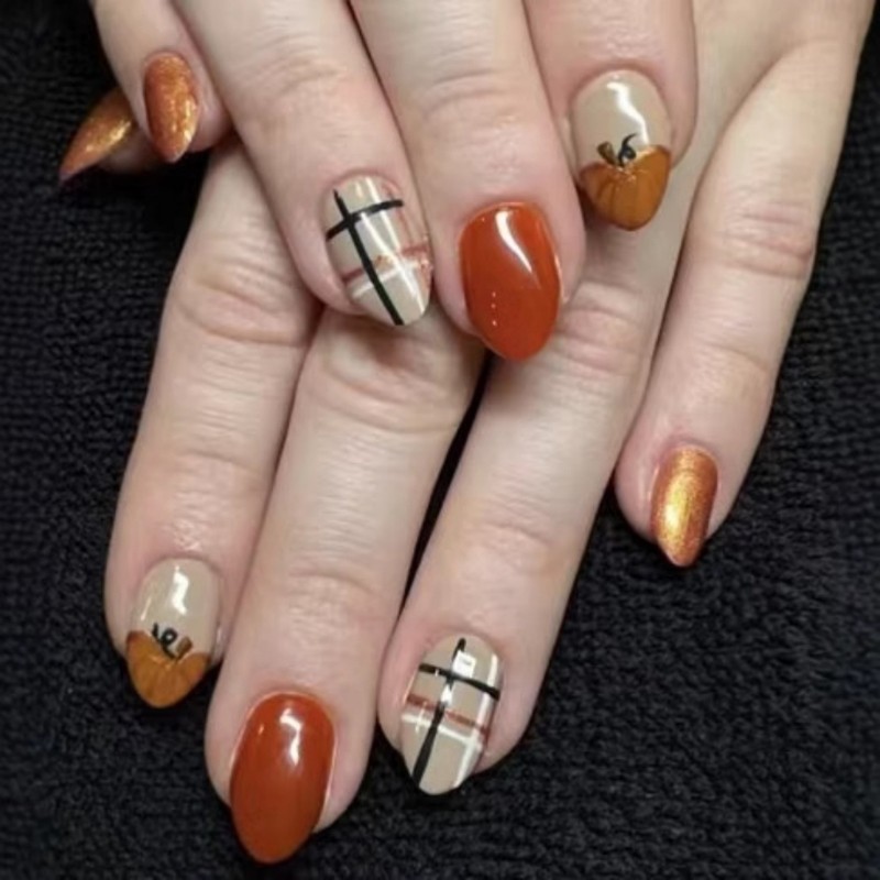 Festive Christmas Design Press On Nails Thanksgiving False Nail DIY Enthusiasts