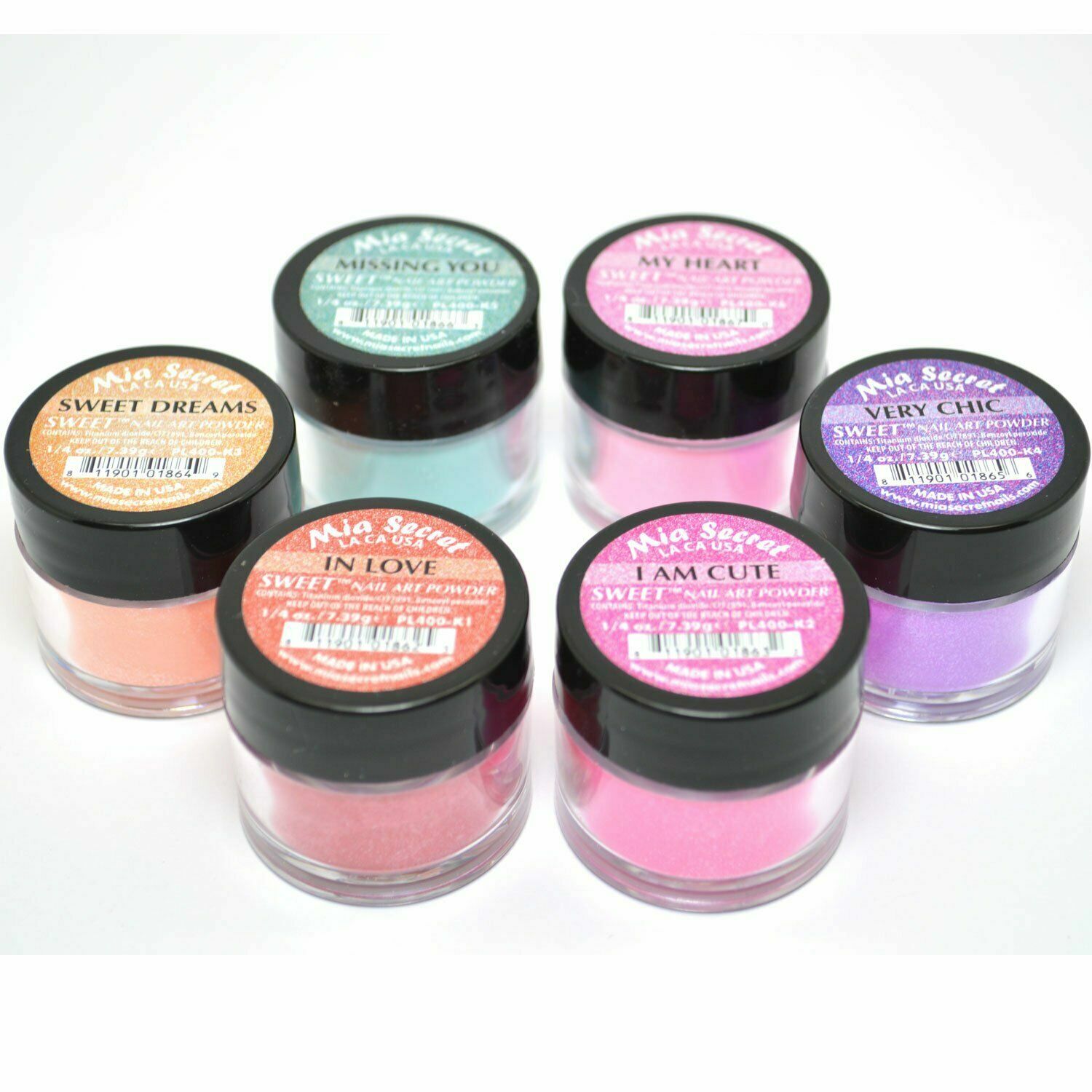 New Mia Secret Monomer 4 Ounce + SWEET Nail Art Powder 6 Colors Collection Set