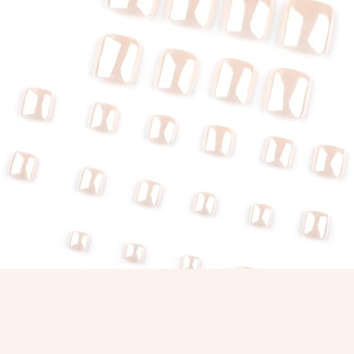 Nude Toe Press on Nails Chrome Toe Nail Press ons with Designs Style-A Style-24