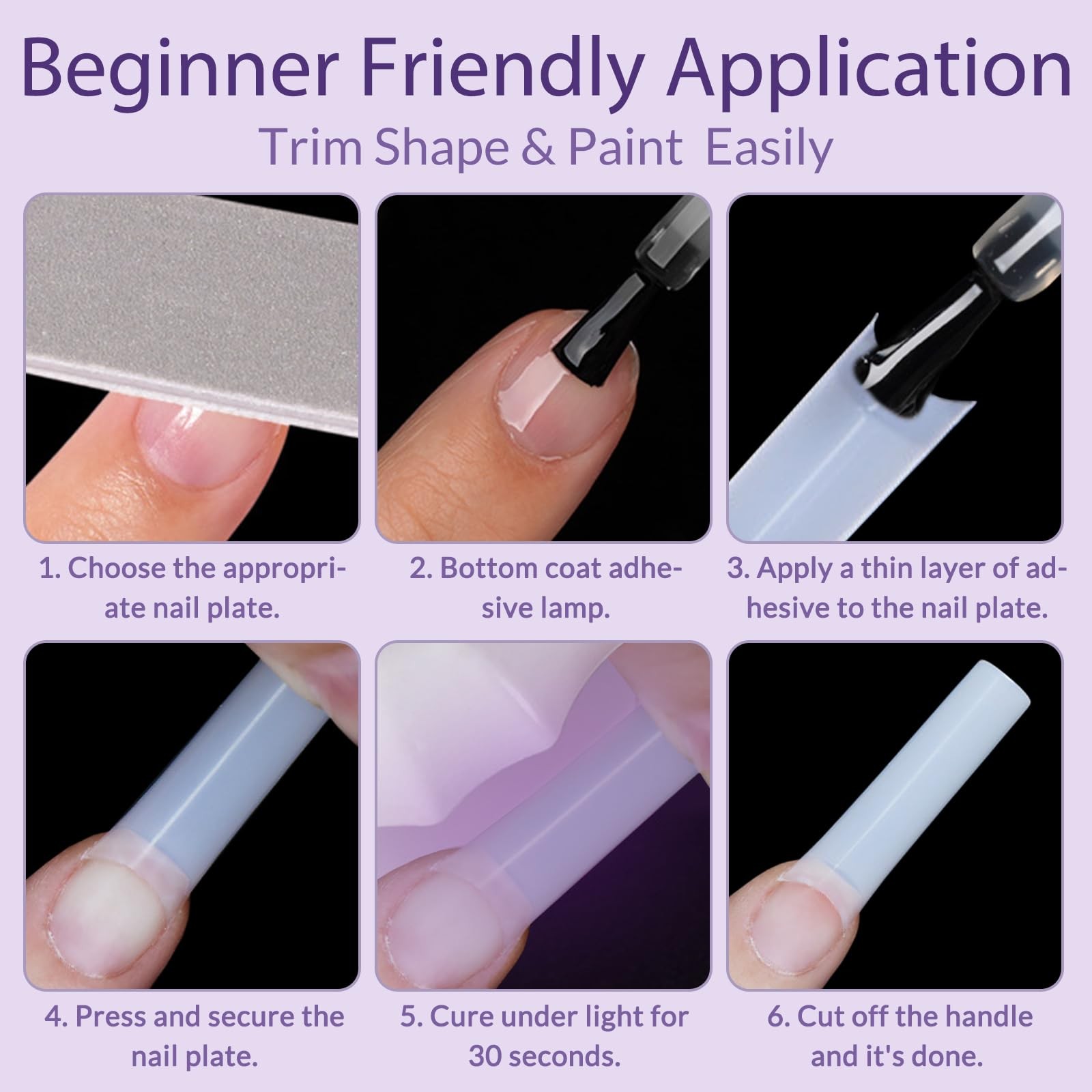AddFavor Long Nail Tips Square XXL No C Curve 4.5cm Tips, Cream White