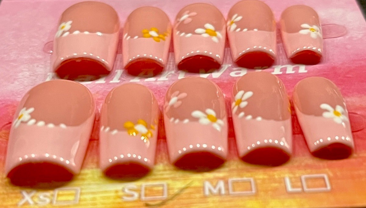 Long Pink French Tip, Acrylic Press ons, Full Set, Size SMALL ✨SEE DESCRIPTION✨