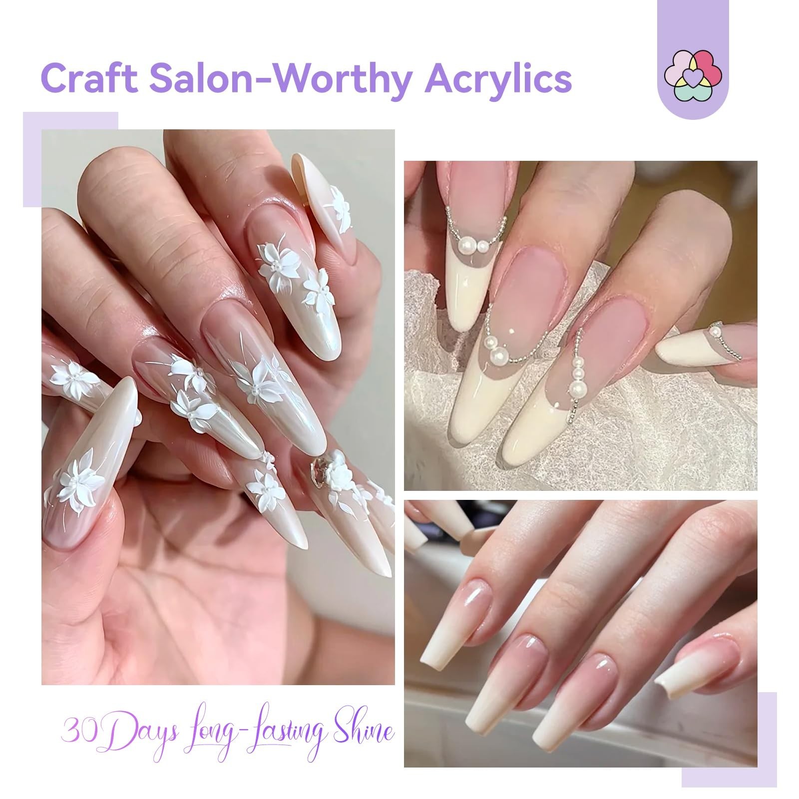 Acrylic Nail Liquid Kit – Pure EMA 16oz Low Odor Monomer, 3 Brushes & Dappen Dis