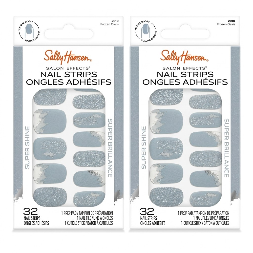 2 Packs Sally Hansen Salon Effects Nail Strips 2010 Frozen Oasis No UV Needed
