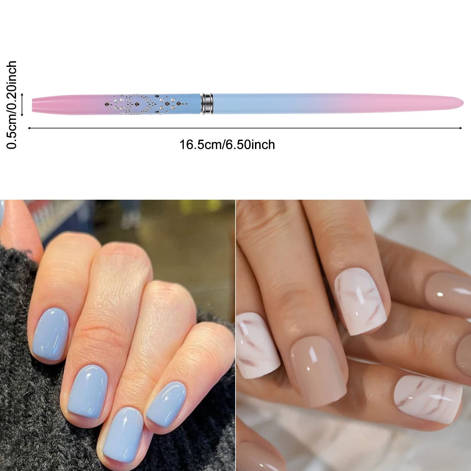 INENK Nail Art Clean Up Brushes 2 Pcs Round Angled