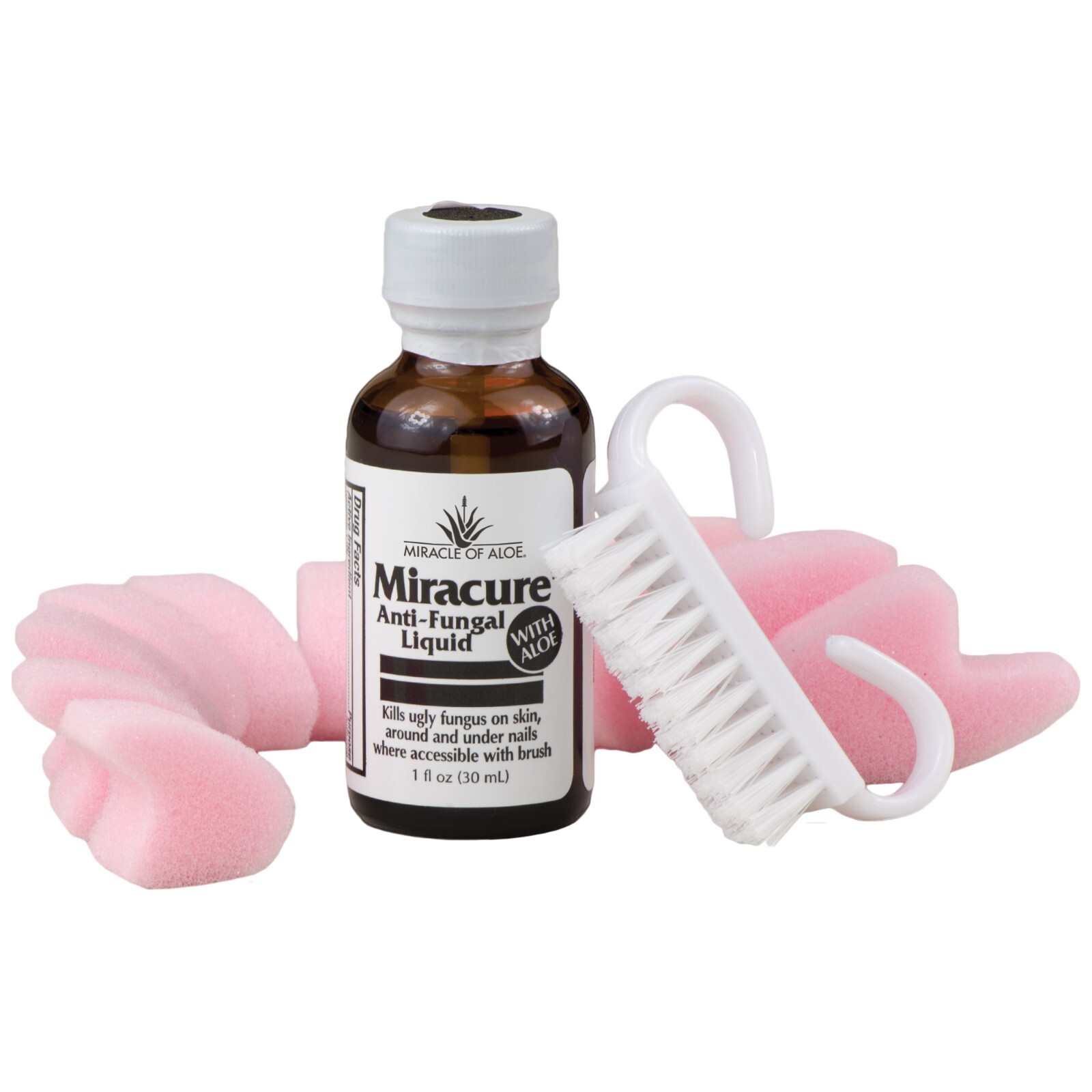 Miracure Anti-Fungal Treatment 1 ounce bottle with 10 Toe Separators and Brush
