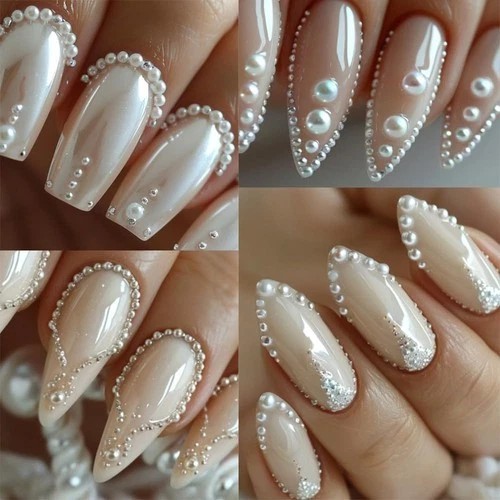 Multi Sizes Round and Half Round Pearls 3D Nail Charms, White Flatback Pearls…
