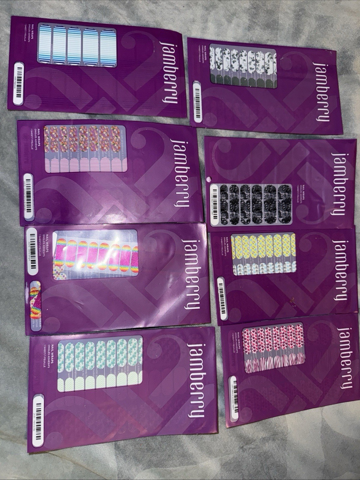 Jamberry Nail Wraps Full Sheet (21) & Some Sheets Used (18) Random Lot of 39