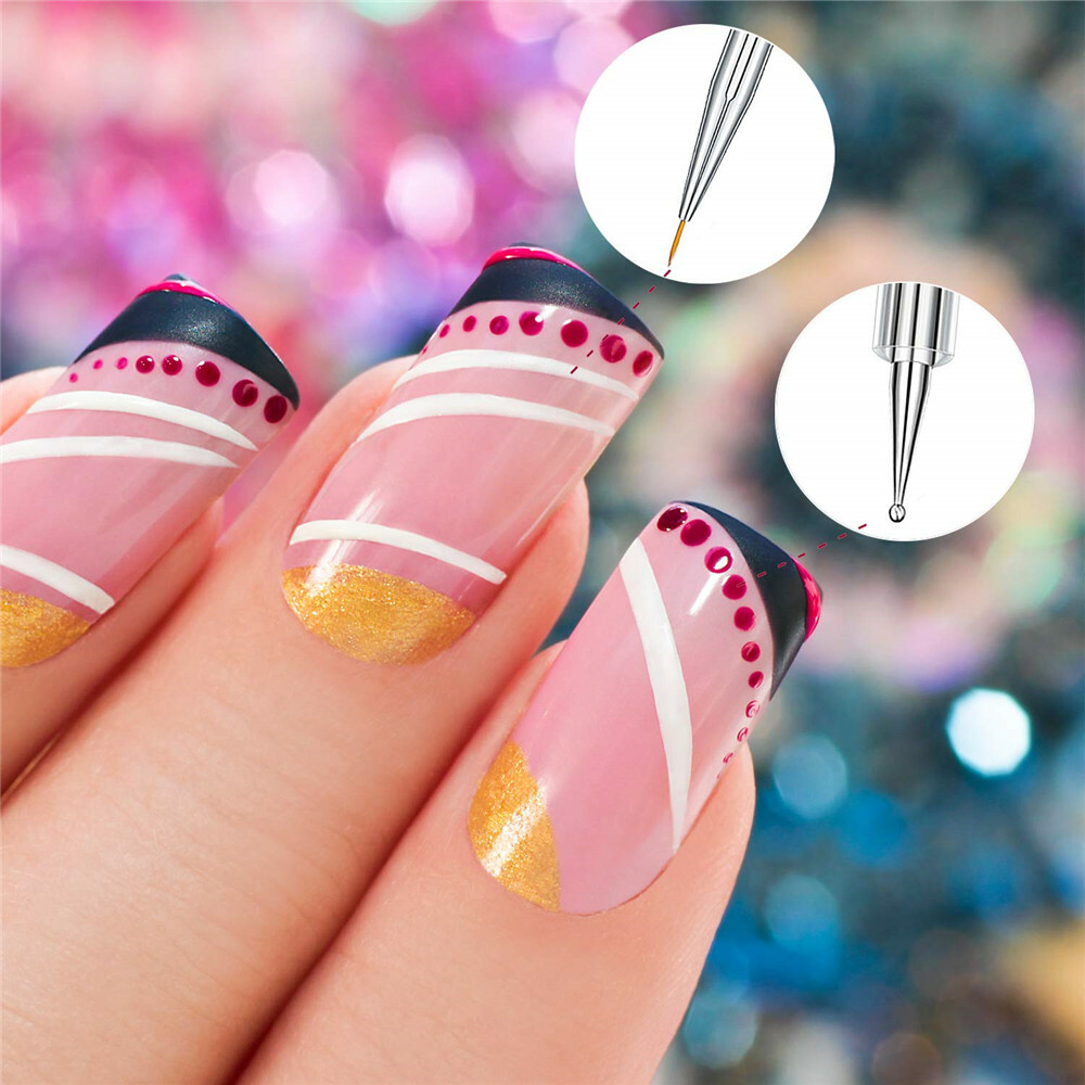8Pcs Nail Art Brush Gradient Draw Polish Painting UV Gel Liner Pen Manicure Tool