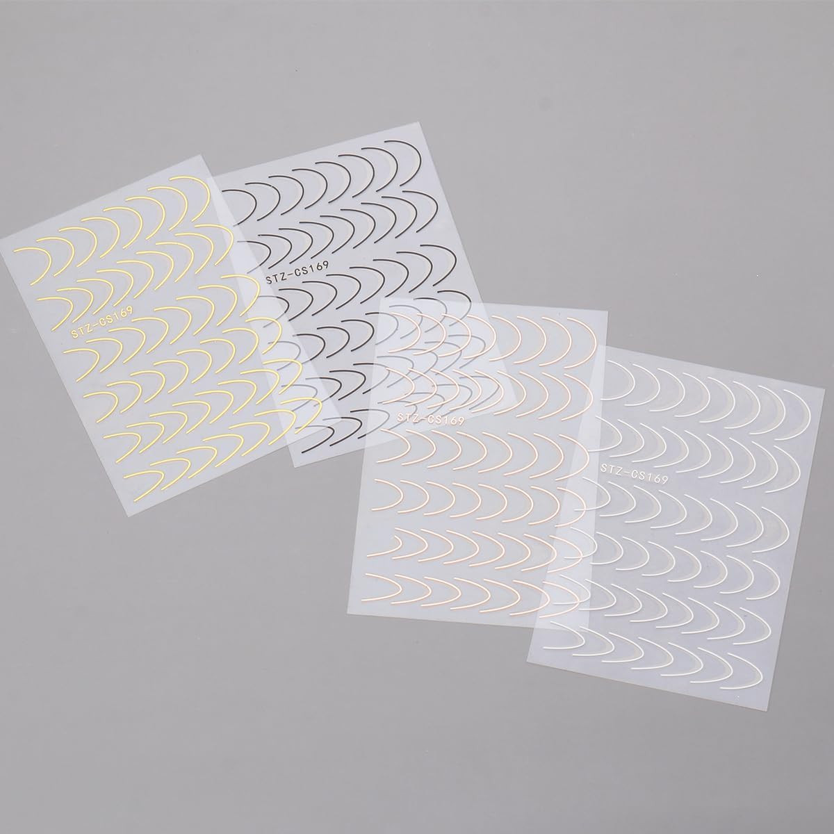 8 Pieces French Tip Line Nail Art Stickers 3D Simple Lines Nail Stickers Black