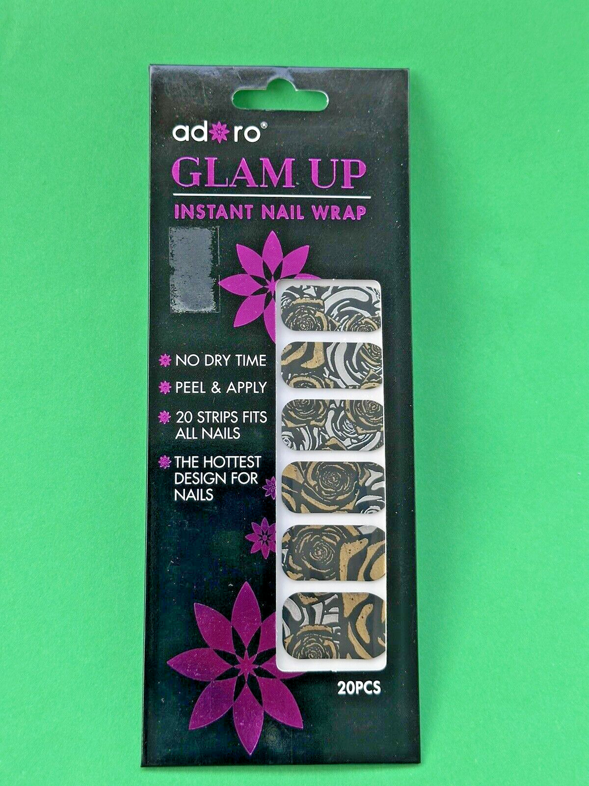20 Strips In a Pack Instant Nail Wrap, Peel and Apply, Hottest design Brand New.